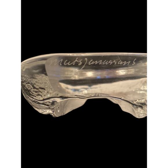 Rabbit Paperweight Etched Crystal Signed By Mats Jonasson Vintage - Picture 11 of 12